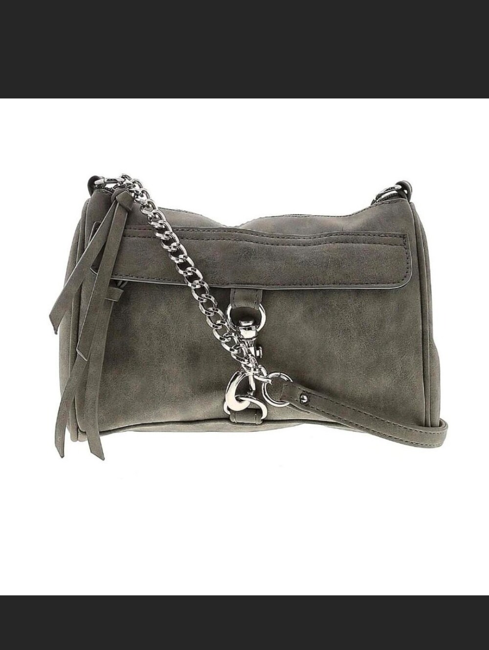 Suede Tassel Crossbody Bag in Gray